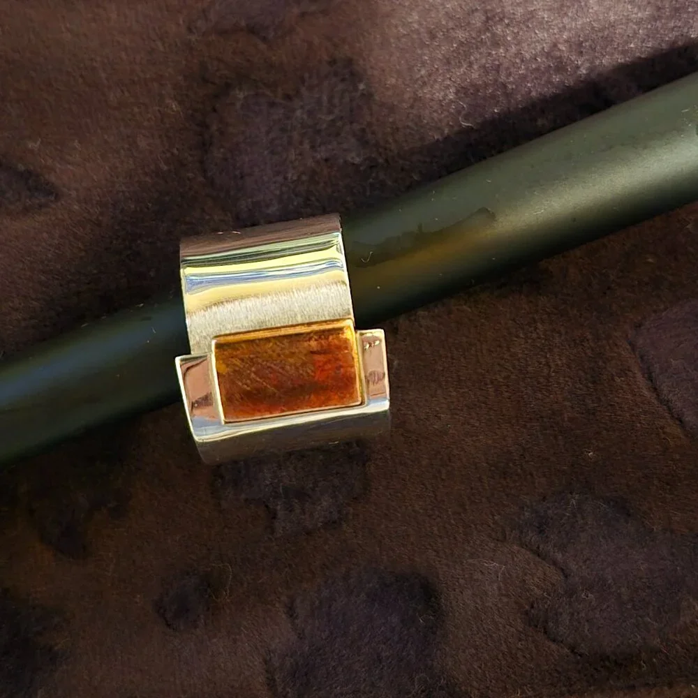 STERLING SILVER Adjustable RING with Copper Accent on front.. - Picture 2 of 8